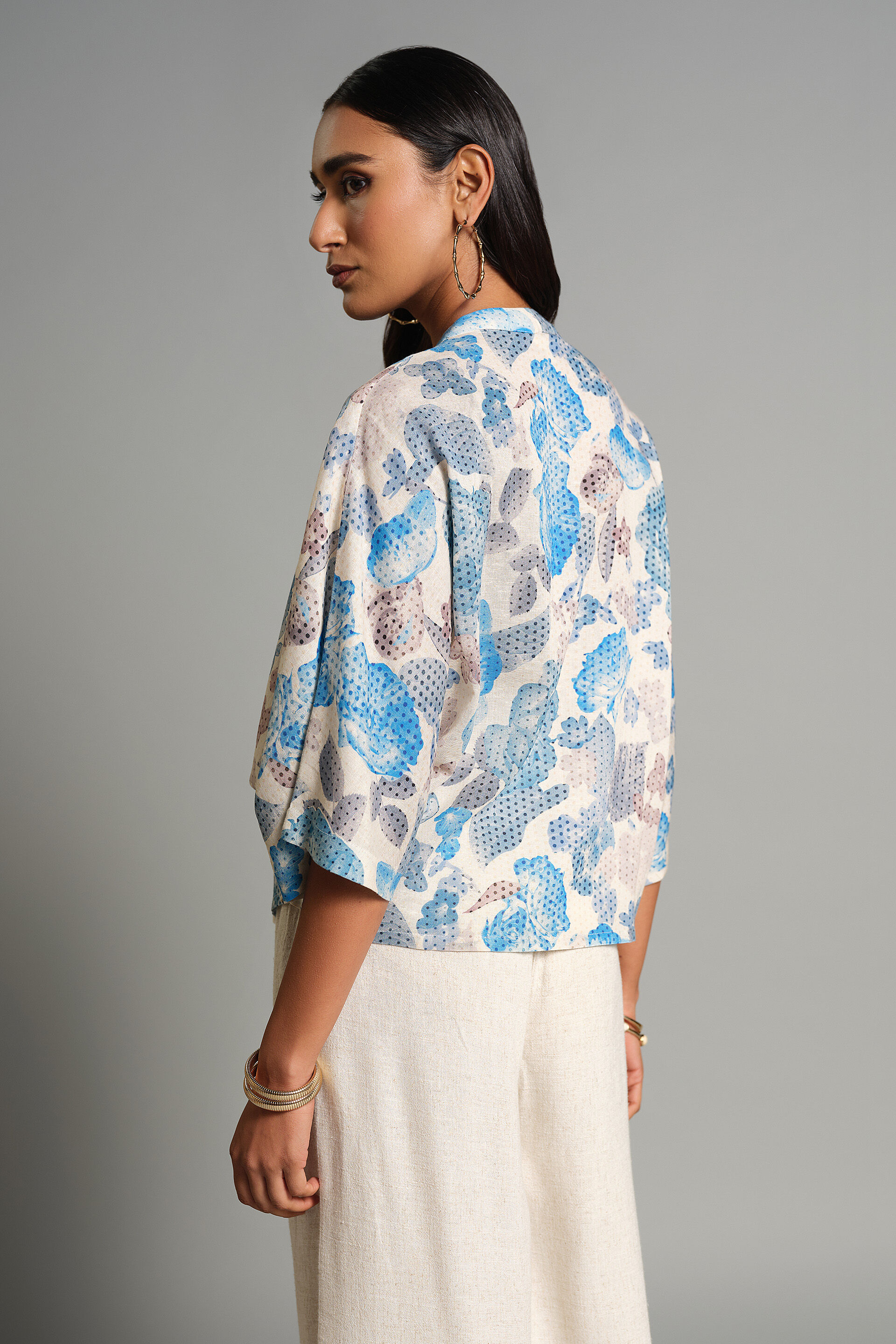 Floral Symphony Top, Blue, image 3